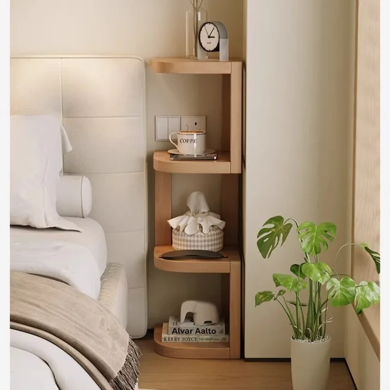 

Modern simple wooden storage bedside table removable shelf for bedroom and living room