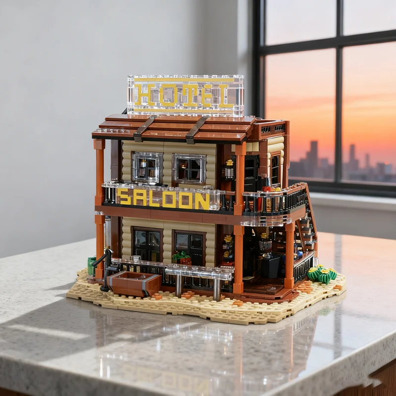 1991pcs MOC Old West Saloon Hotel Westerned Model Building blocks Assemble toy DIY Christmas gift creative Education Brick Kids