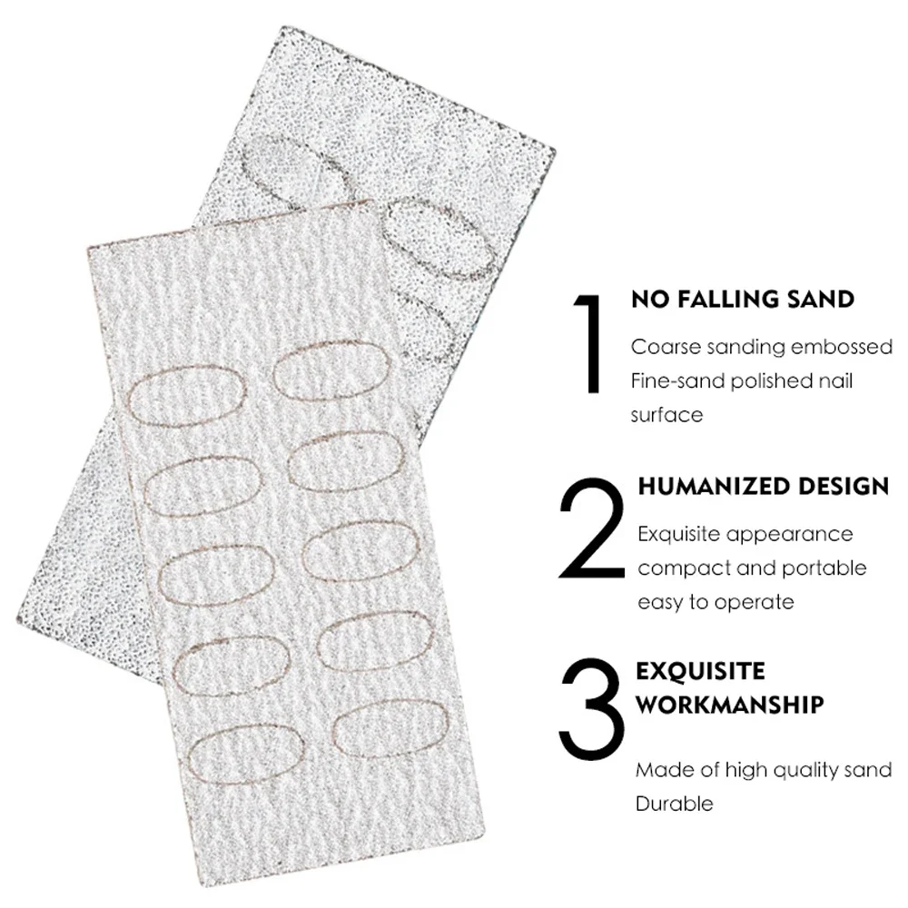 50pcs 100/240 Grit Self-adhesive Sandpaper Double Head Nail Cuticle Pusher Dead Skin Removal Polishing Manicure Treatment Tool