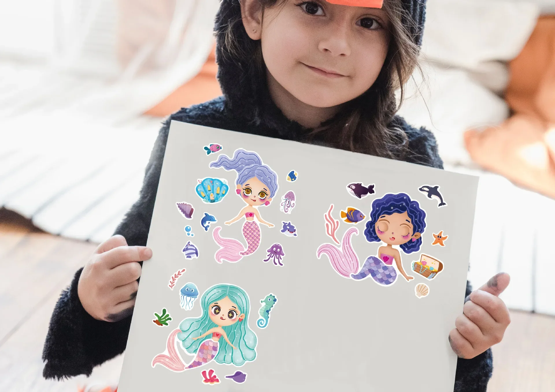 Make Your Own Mermaid Stickers for Kids Funny Make A Face Jigsaw Puzzle Sticker Children Girls DIY Party Favor Gifts