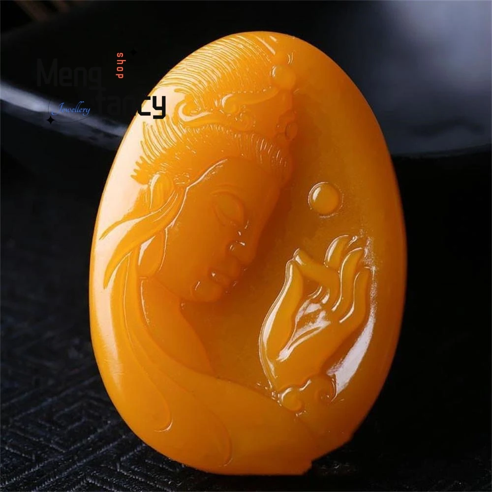 

Natural Hetian Yellow Dragon Jade Guanyin Buddha Zodiac Dragon Tiger Pendant Exquisite Fashion Jewelry Best Selling Holiday Gift