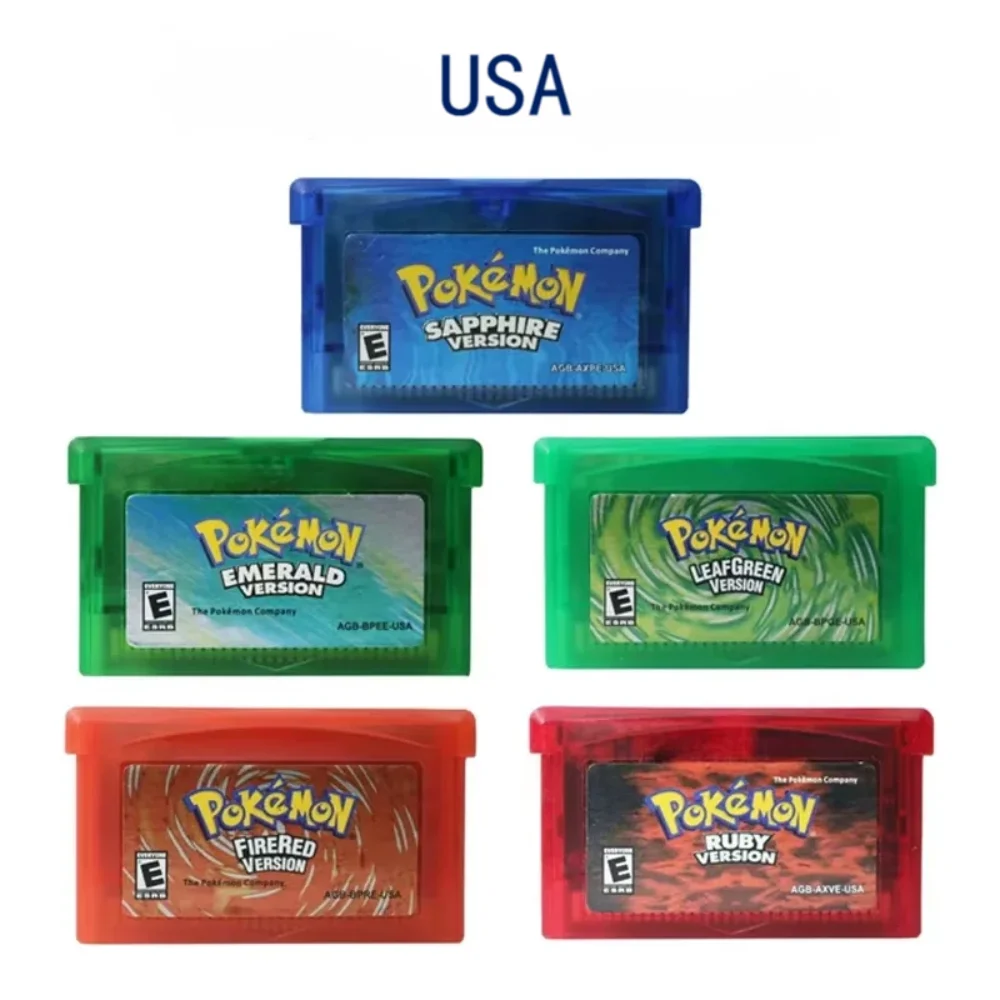 

GBA video game cartridge,Pokemon series console card,Ruby FireRed Sapphire Emerald LeafGreen,US version for GBA NDS