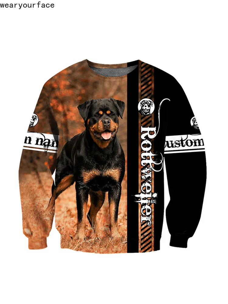 

Rottweiler Sweatshirt 3D All Over Printed Crewneck Outdoor Sports Hip Hop Casual Streetwear Vacation Men Women Unisex Clothing