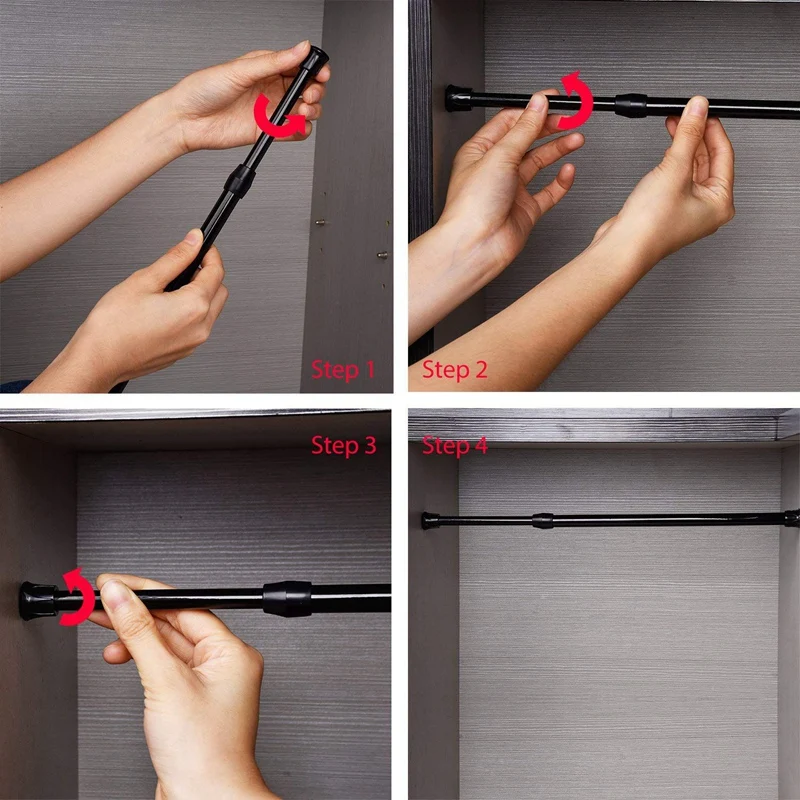 2 Set Accessories: 1 Set Cupboard Tensions Rod Spring 11.81 To 20 Inches & 1 Set Heavy Duty Closet Rod 1-1/3 Inches