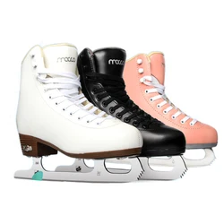 Genuine Leather Ice Figure Skates Shoes Professional Thermal Warm Thicken Skating Shoe With Ice Blade For Kids Adult Teenagers