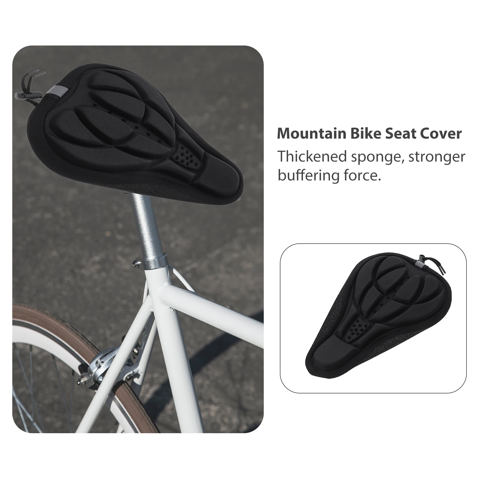 

2pcs Bike Seat Cover Professional Cushion Shockproof Comfortable Saddle Replaceable Padded Elastic Edge Breathing Design Sofa