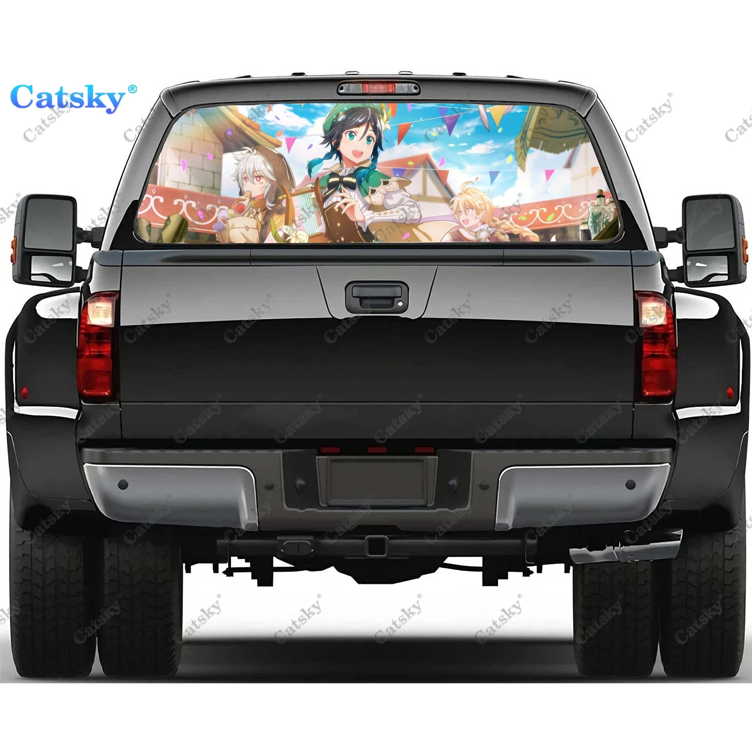 

Paimon Genshin Impact Printing Rear Window Stickers Windshield Decal Steed Truck Rear Window Decal Tint Perforated Vinyl Graphic