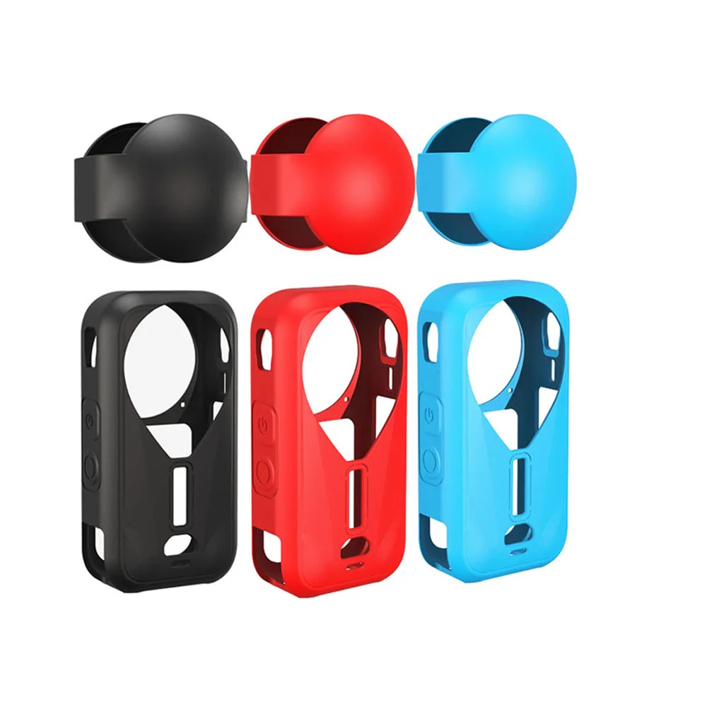 Silicone Protective Case for Insta360 X6, Shockproof Dustproof Cover Shell Replacement Case with Detachable Lens Protector