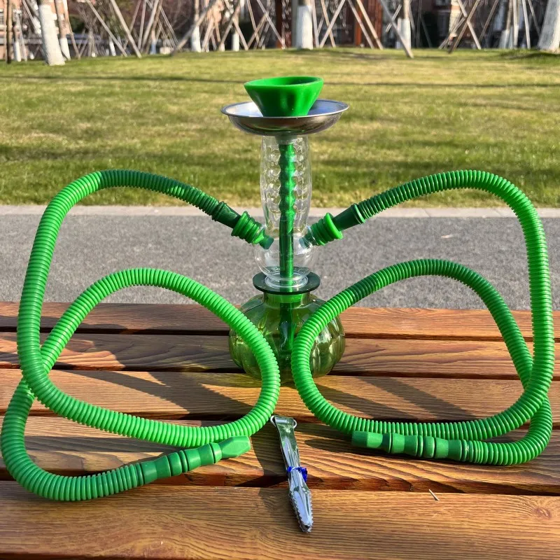 Full Shisha Set with Double Silicone Hose Hookah Base Charcoal Tongs Travel Chicha OIutdoor Smoking Accessories