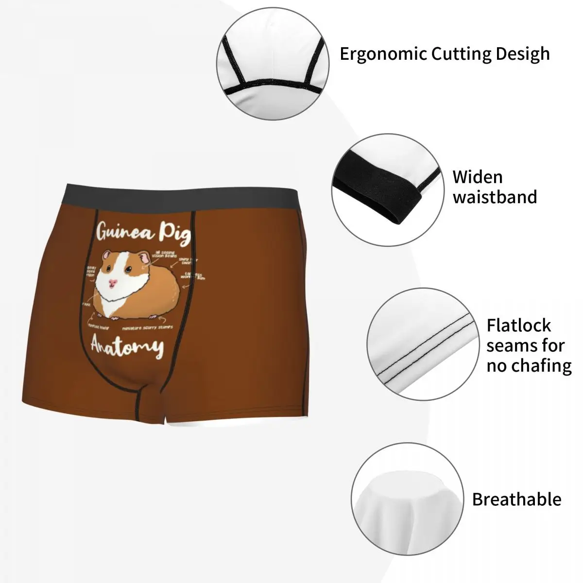 Custom Anatomy Of A Guinea Pig Boxer Shorts For Homme 3D Print Animal Underwear Panties Briefs Stretch Underpants