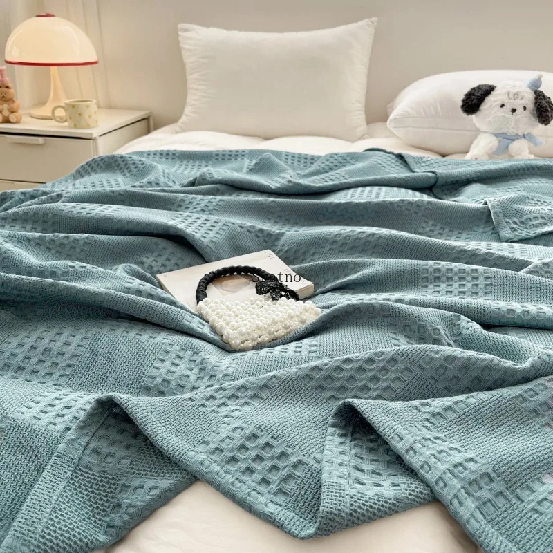 SRETNO 100% Cotton Throw Blanket Soft Breathable Waffle Blanket for Summer Twin Queen King Room Decoration Plaid Sofas Blankets