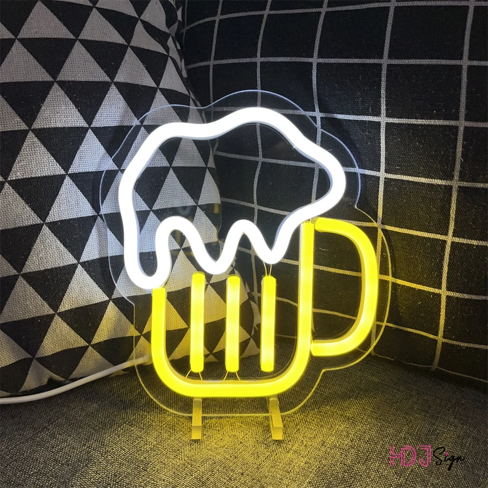 Bar Beer LED Neon Sign Night Light Home Room Decor Girl Boy Bedroom Party Table Desk Lamp Lights Kitchen Housebar Decoration