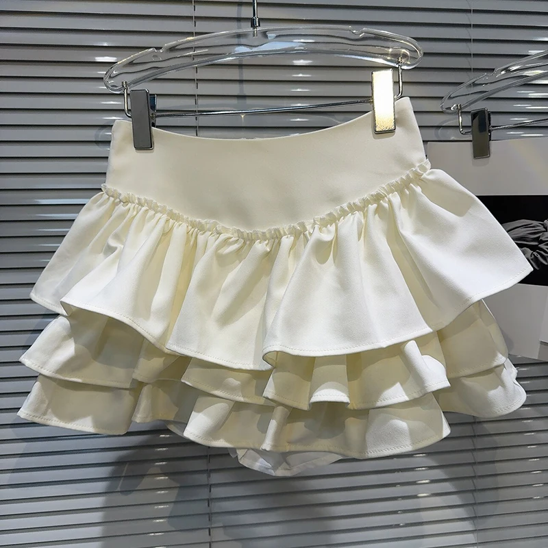 Spring Autumn Fashion Mini Skirt New Multi-layer Lace High Waisted Including Lining Fluffy Skirt Cake Skirt for Women