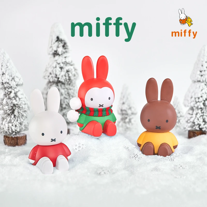 Kawaii Miffy Figure Cartoon Winter Series Creative Desktop Ornaments Multi Functional Phone Stand Anime Accessories Perfect Gift