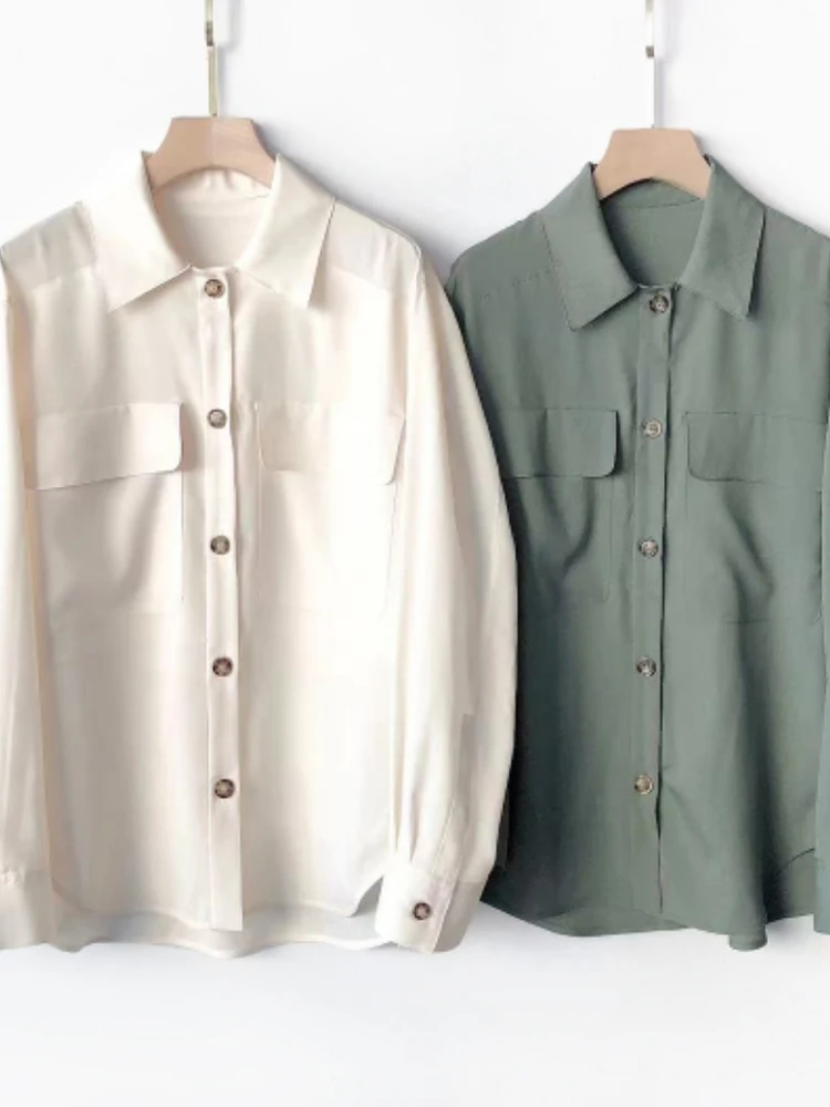 

Casual Loose Fit Korean Sle irt Single Button Collar Versatile Slimming Summer New Arrival Breathable Cotton Long Sl...