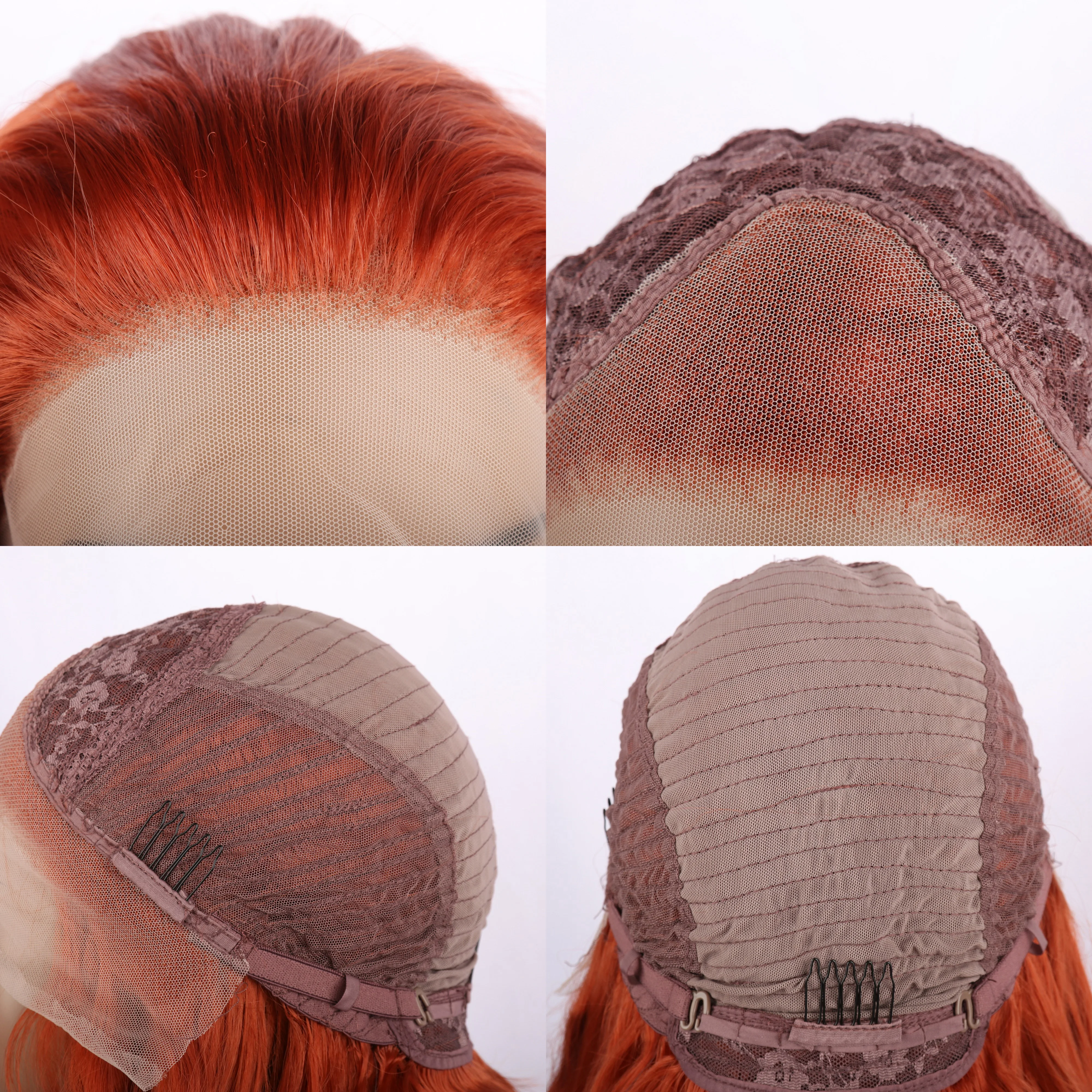 Oley Wig keriting renda sintetik, Wig renda depan oranye, Wig wanita 13X3 UNTUK WANITA HITAM, penggunaan rambut Cosplay