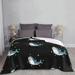 Blahaj The Shark (black Background) Blanket Bedspread On The Bed Travel Queen Size