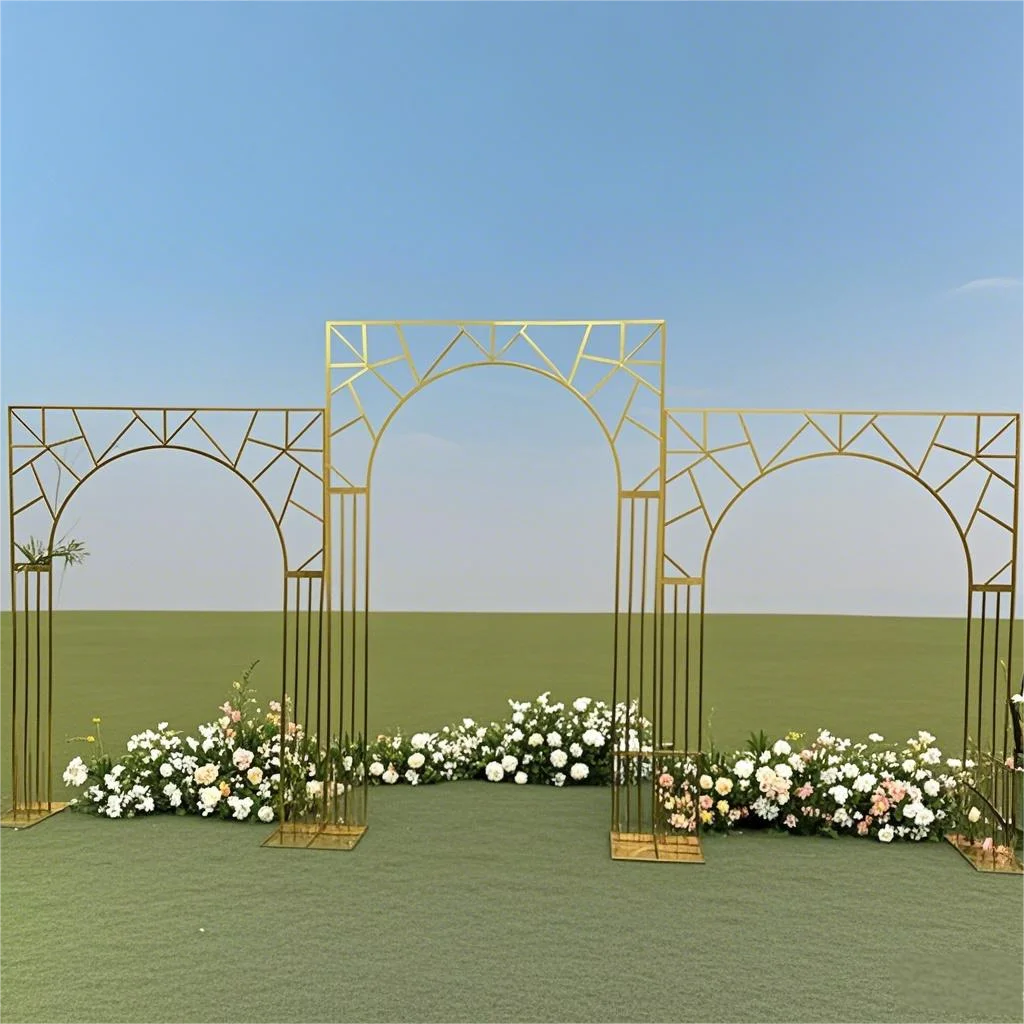 

Geometric Wedding Arch Stand，Metallic Gold Backdrop Frame for Christmas Wedding Party Decor, Rustproof Floral Rustic Props