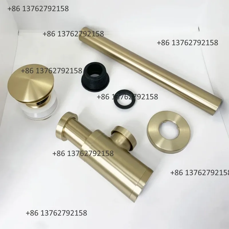 Brushed Gold Basin Drain Siphon Pipe Kit Odor Isolation Bug Barrier Waste Fitting For Bathroom Washing Sink Replacement Parts