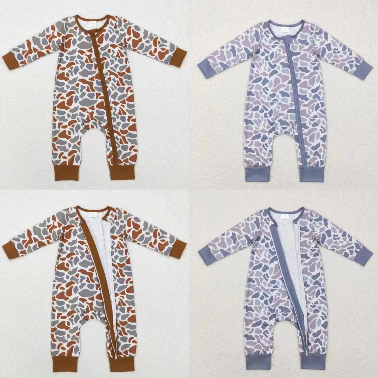 Wholesale Newborn Baby Boy Camo Clothing Long Sleeves Zipper Jumpsuit Kids Children Toddler Spring Fall One-piece Romper