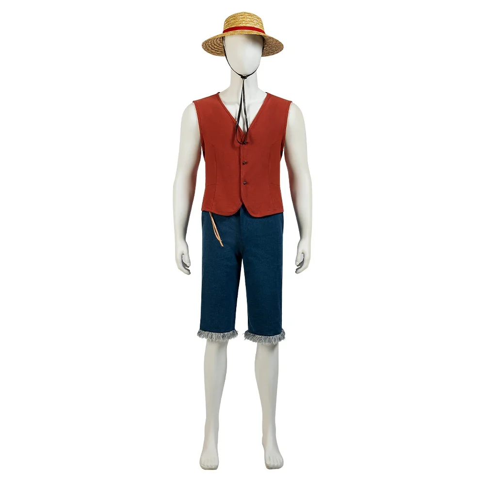 Costume de Cosplay Anime Luffy pour Homme Adulte, Tenue Complète, Uniforme de Carnaval d'Halloween, Déguisement de ix