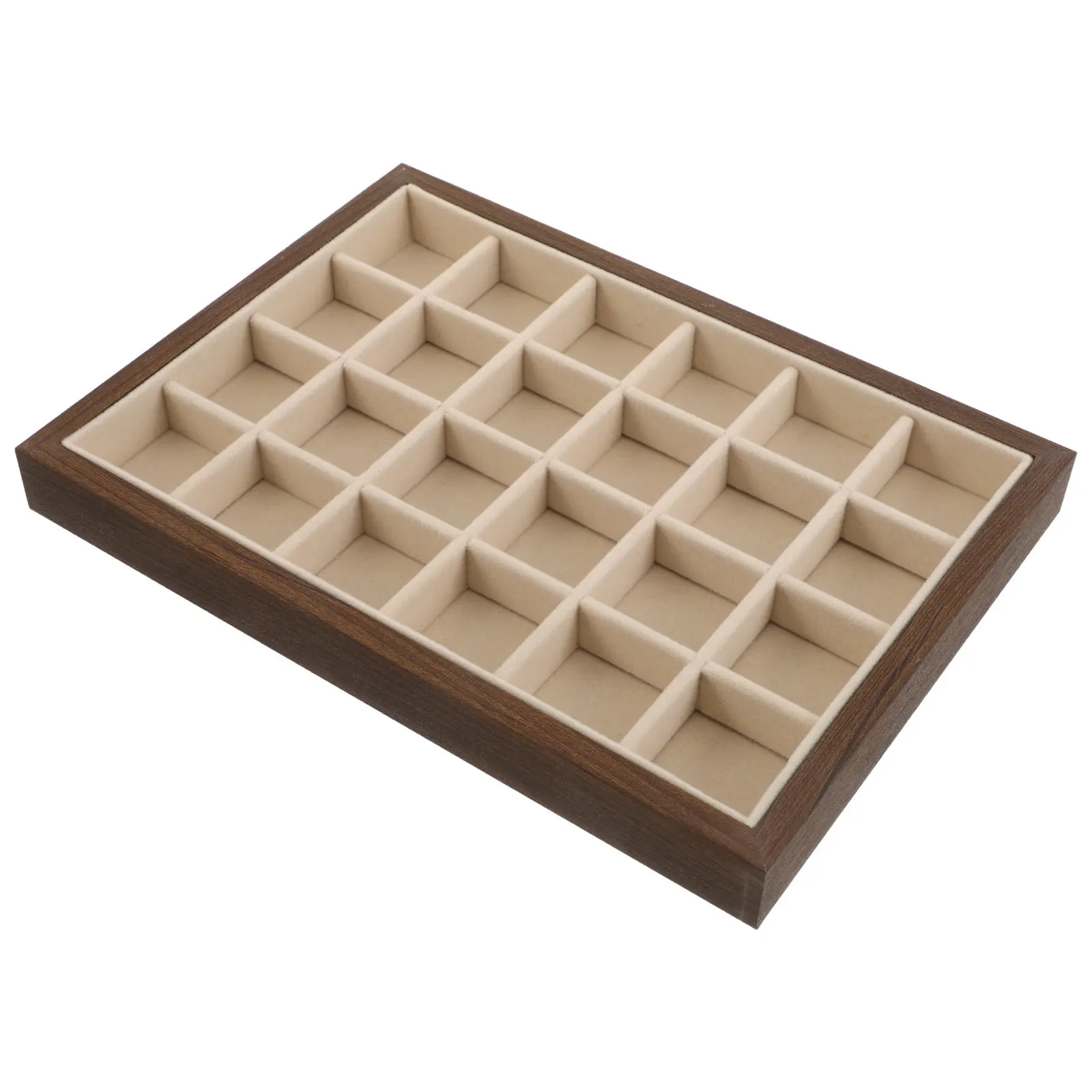 

Подставка-органайзер из орехового дерева на 24 ячейки для демонстрации и хранения ювелирных изделий: ожерелий, колец, браслетов, серег