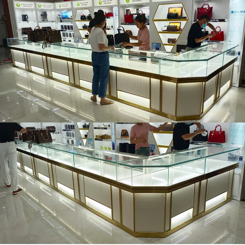 custom.Factory Glass Jewelry Display Cabinet Jewelry Retail Store Counter Design