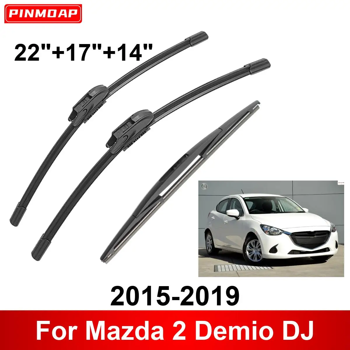 3PCS Car Wiper For Mazda 2 Demio DJ 2015-2019 Front Rear Wiper Blades Brushes Auto Accessories 2015 2016 2017 2018 2019