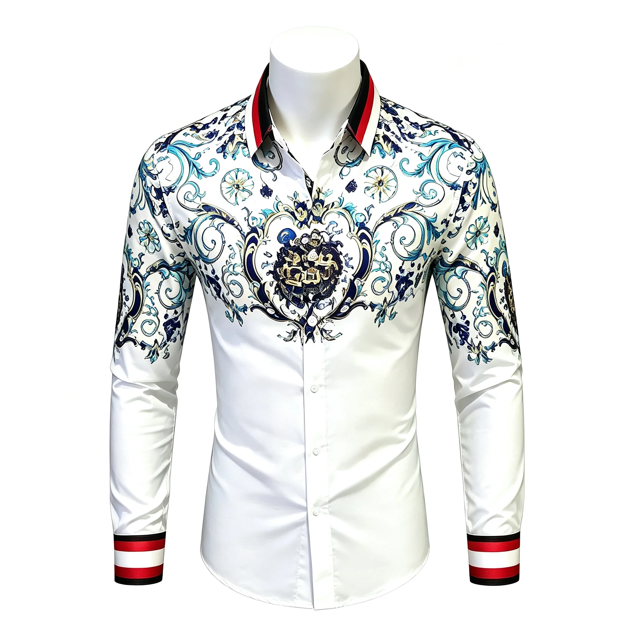 Men's White Gold Vintage Baroq - Men Formal Party Wear Shirt recension och pris