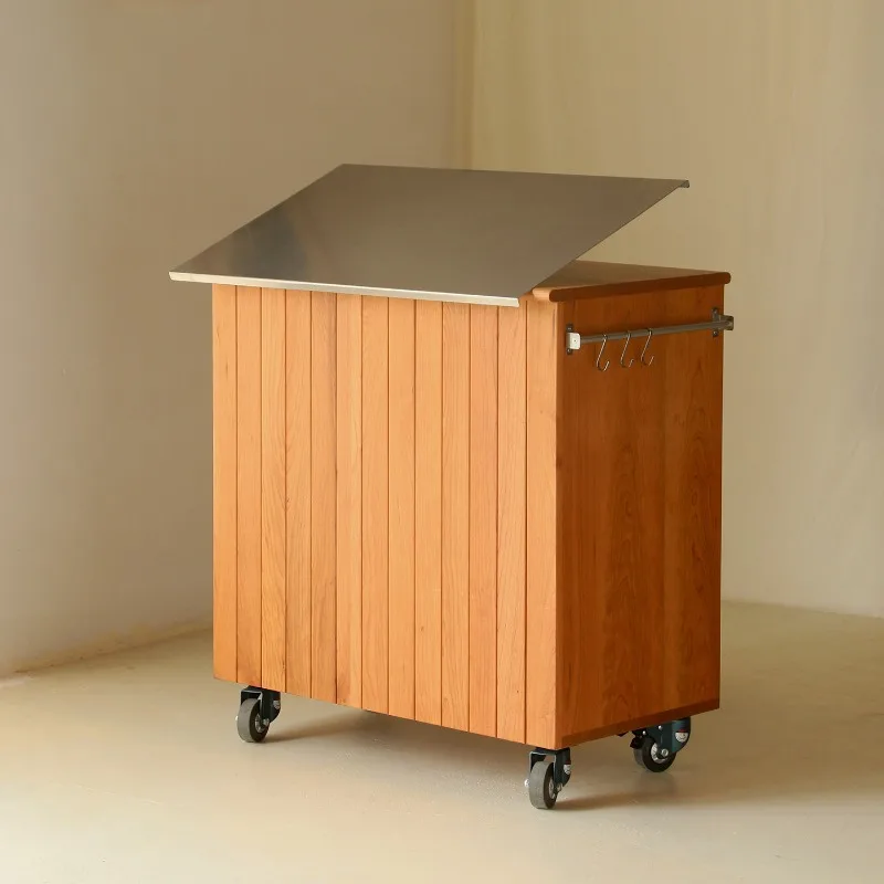Eaves/original solid wood mobile island kitchen cart North American cherry wood dining side cabinet, tea cabinet storage side