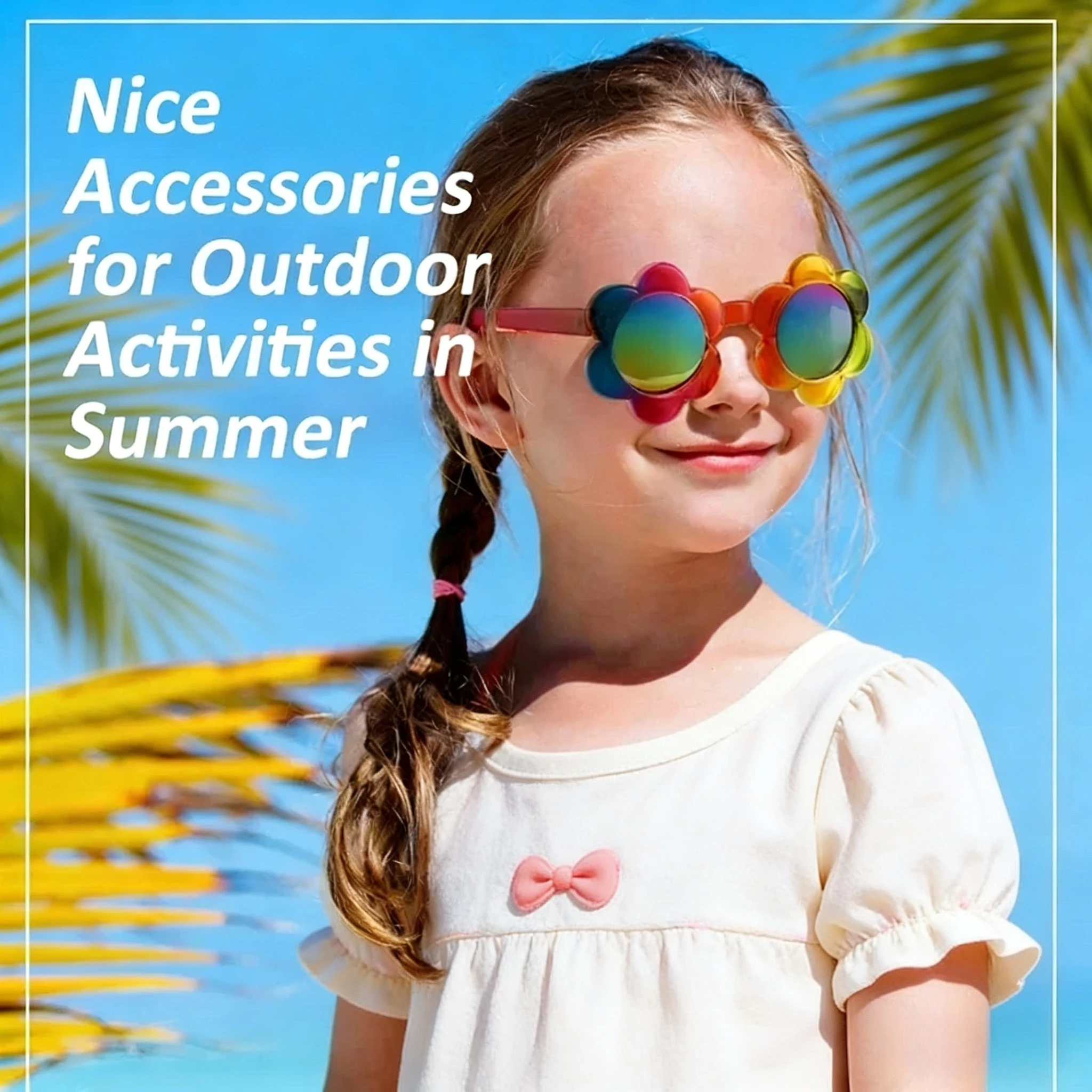 Kids Flower Sunglasses Rainbow Colorful Cute Round Kid Eyewear for Toddler Kids Boy Girls Outdoor Activities