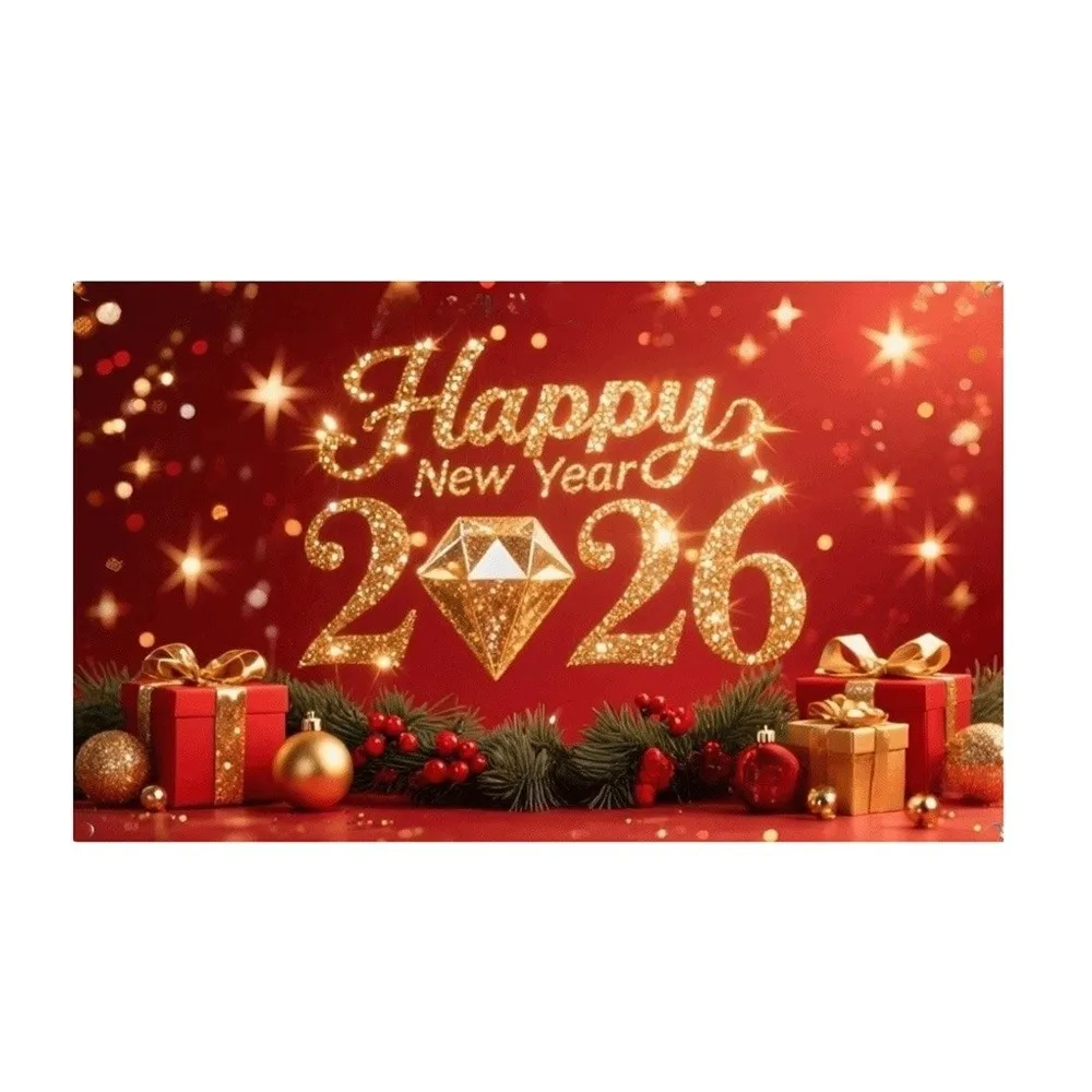 

Banner New Year Backdrop 150x100CM Polyester 2026 Background Cloth Colorful Black Golden New Year Wall Decor Cloth Bar