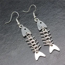 European And American Vintage Style Fish Bone Earrings Punk Hip-hop Fish Bone Spines Carp Bone Earrings For Women Ear Hook