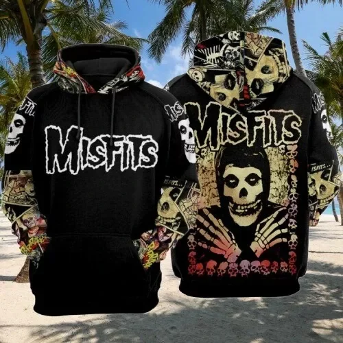 Horror The Misfits Band Hoodies 3D All Over Print Hip Hop Trend Sweatshirts Men/Women Tracksuit Pullovers Oversized Man Clothing