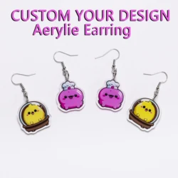 Earrings transparent acrylic custom accessories cartoon design custom anime jewelry personalized 1 pair of pendant earrings for