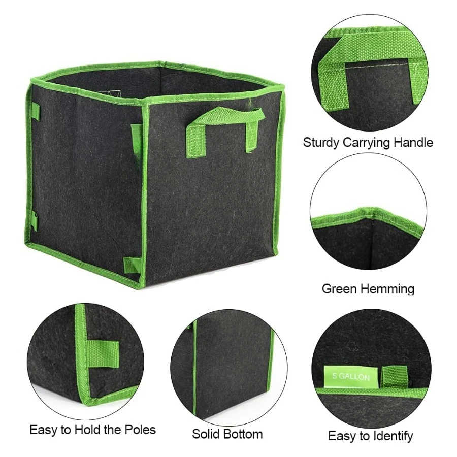 4/7/10 Gallon 2PCS Square Garden Plant Grow Bag Felt Potato Vegetable Flower Planter Pot Nowoven Eco-Friendly Growing Bags - view 5