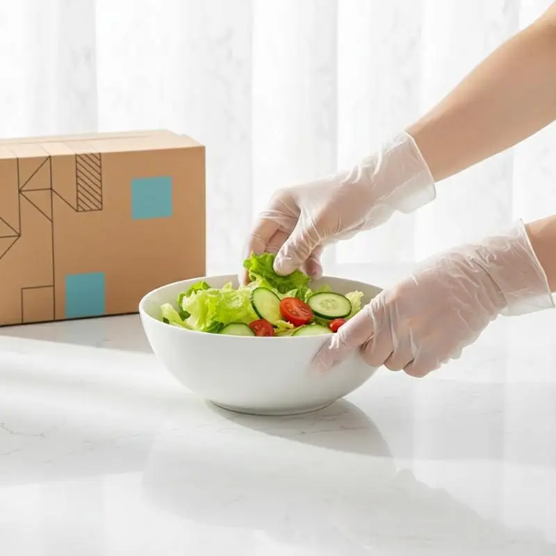 100Pcs S/M/L/XL Disposible Gloves Transparent Cleaning Gloves Kitchenware Thickened TPE Gloves Food Grade Protective Film Gloves