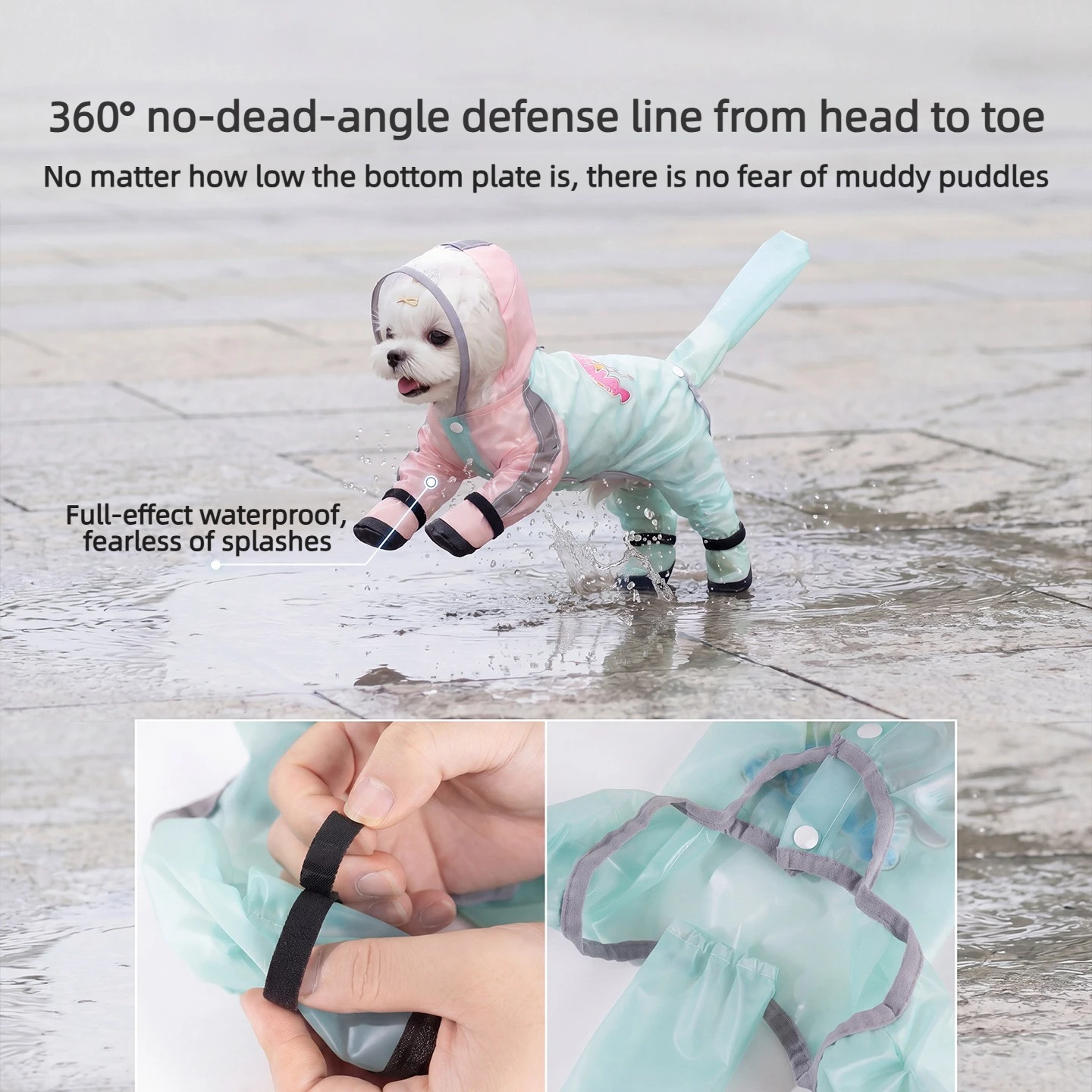 Rainbow Dog Raincoat Matte 4-Leg Full Coverage Waterproof Pet Jacket Poncho for Small Medium Dogs Walking Pet Clothes