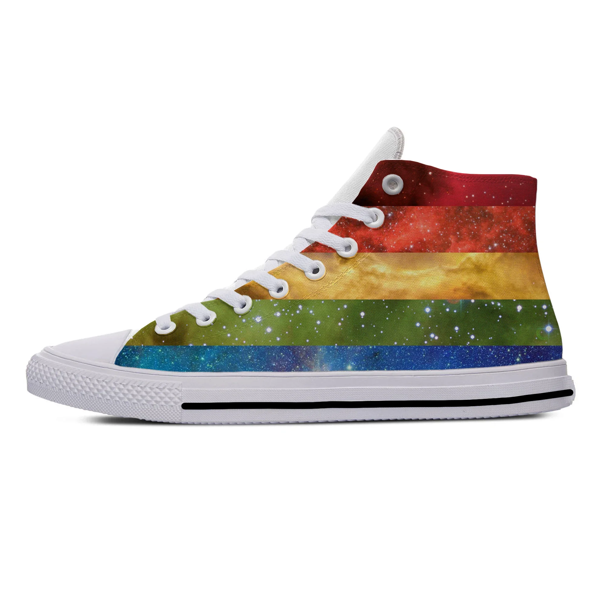 Heiße coole nicht binäre Flagge Enby Pride Mode High Top atmungsaktive Neuheit Casual Board Schuhe leichte Männer Frauen neuesten Turnschuhe