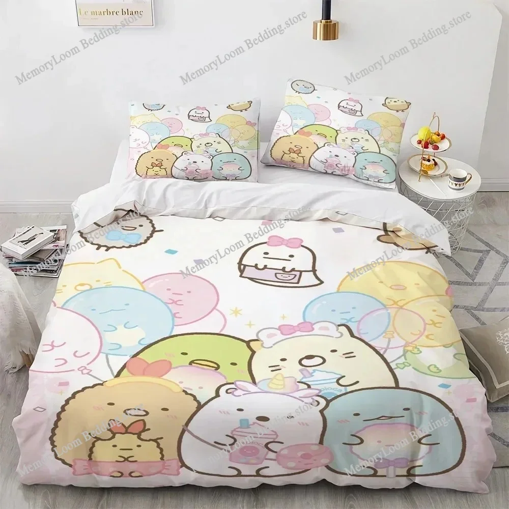 Anime Kawaii Cartoon Sumikko Gurashi Bedding Set Boys Girls Twin Queen Size Duvet Cover Pillowcase Bed Kids Adult