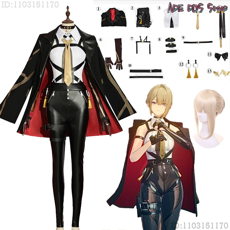 Evelyn Chevalier Cosplay zzz Zenless Zone Zero Clothes Uniform Halloween Anime Cosplay Party Woman Suit XXXL Costume Wig Game