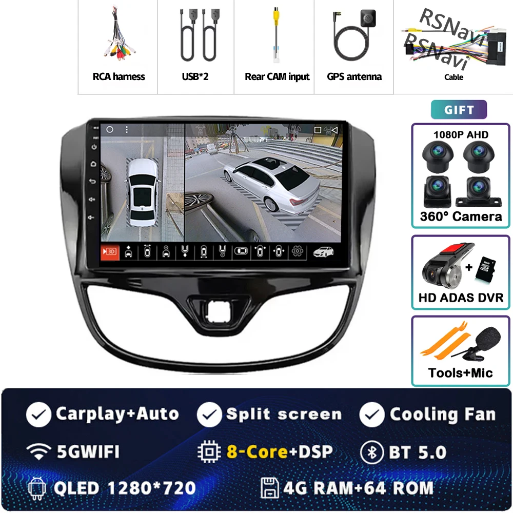 Android 15 Carplay Auto Qualcomm 2K QLED Scherm Autoradio Speler Voor Opel Karl Vinfast Fadil 2017-2020 GPS multimedia Wifi DSP