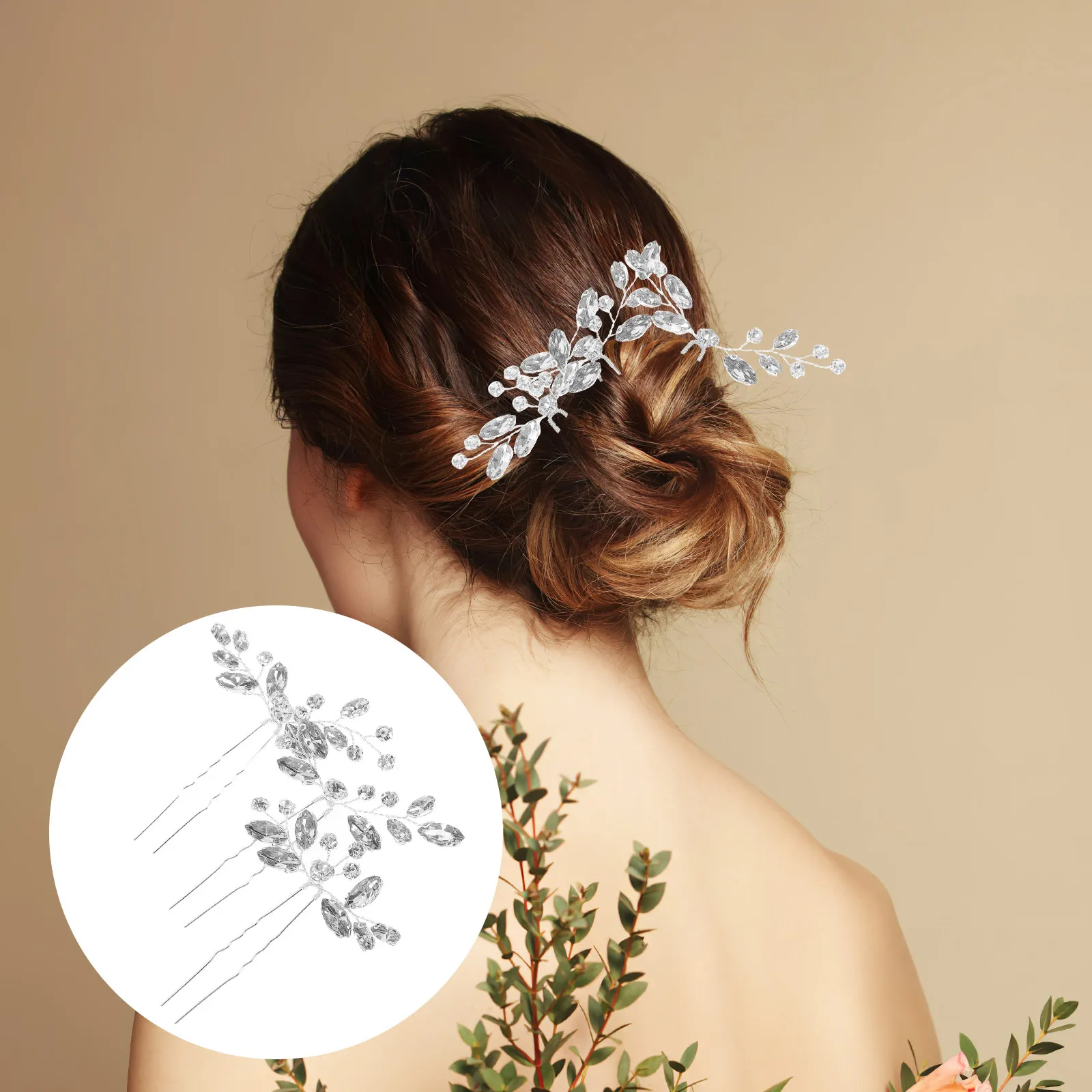 

Набор из 3 свадебных заколок для волос: легкие и удобные заколки-шпильки со стразами, аксессуары для невест