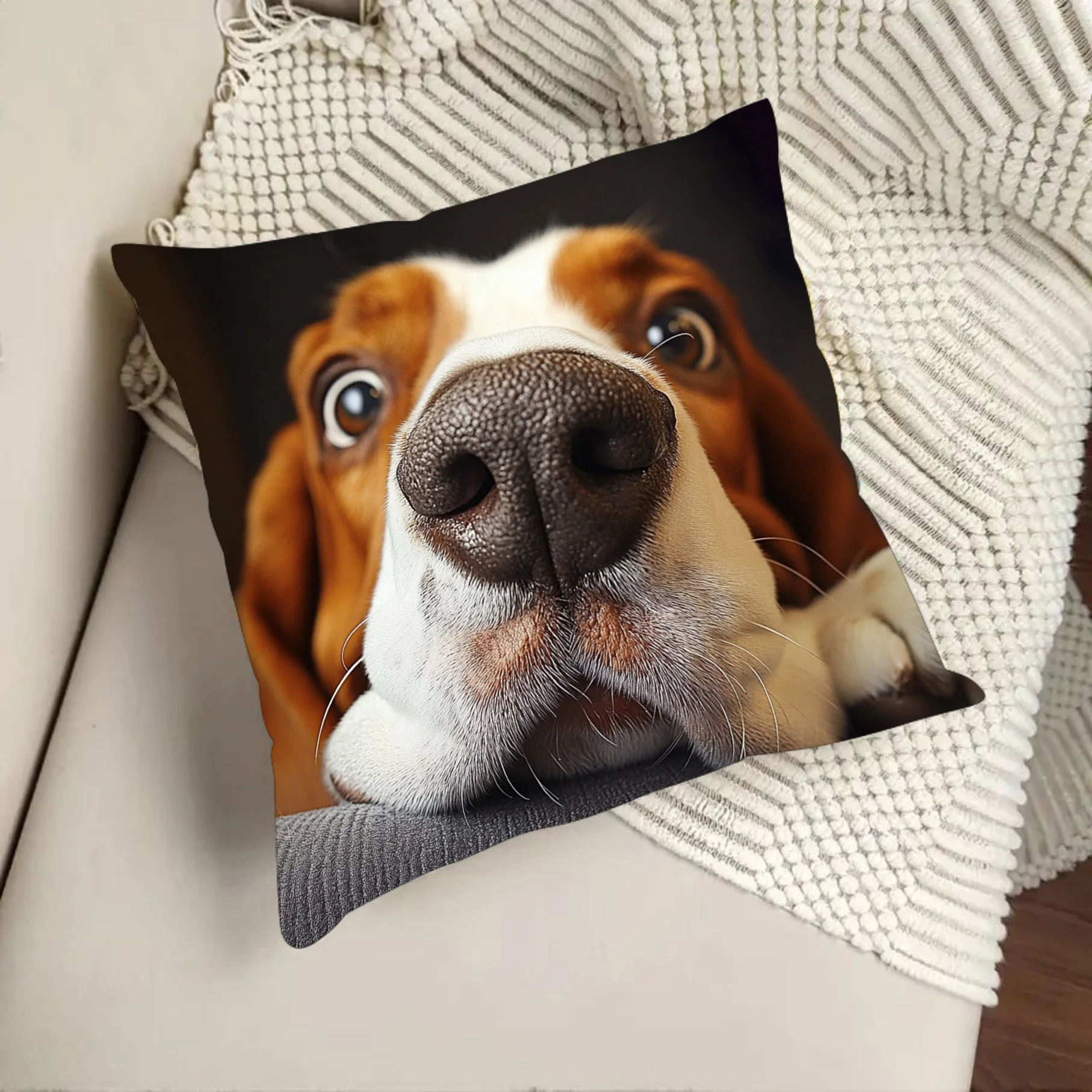 1pc Basset Hound Cushion Covers Bedroom Sofa Square Pillowcase Living Room Chair Pillow Covers Print Home Decor Gift