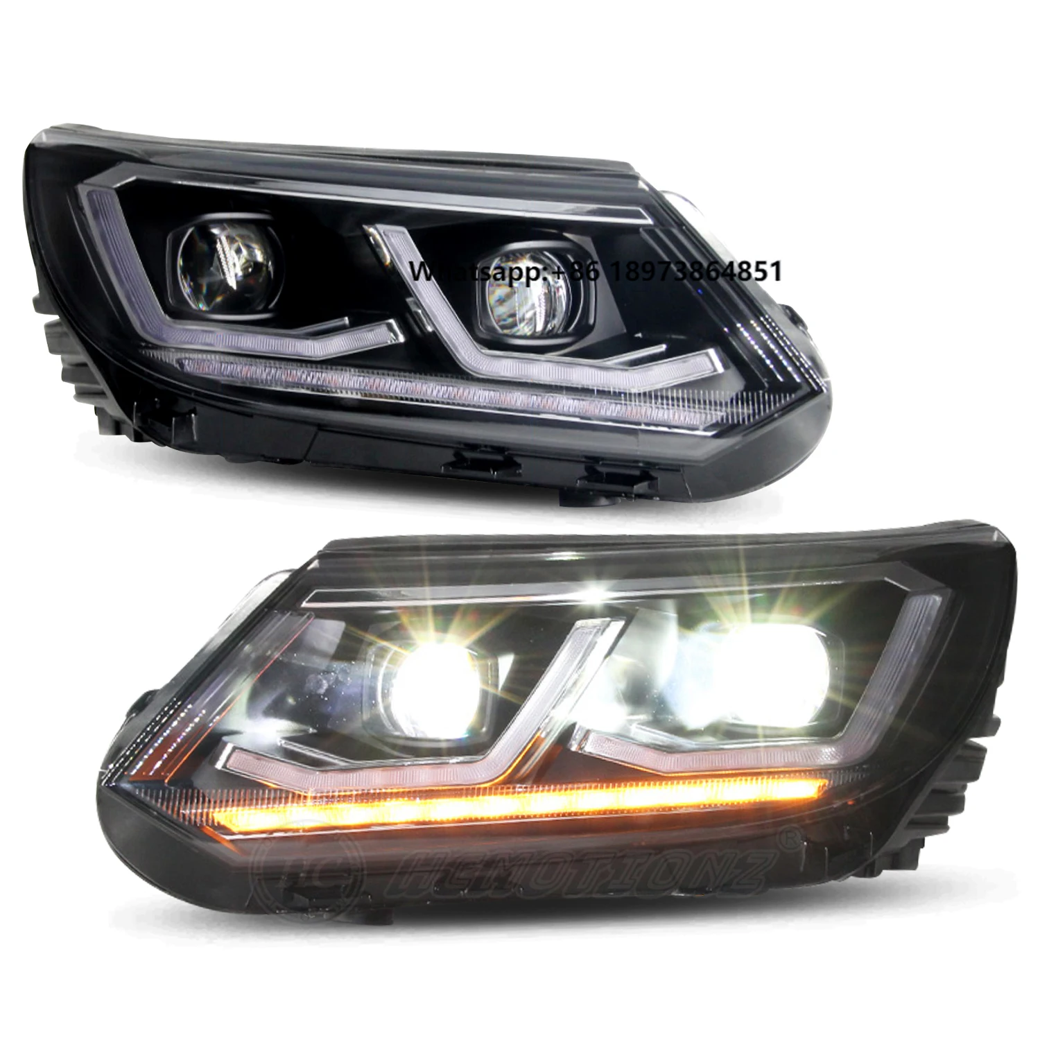 

HCMOTIONZ Advanced Car Front Lamps Accessories VW 2012-2016 Update Start up Animation DRL LED Headlights for Tiguan