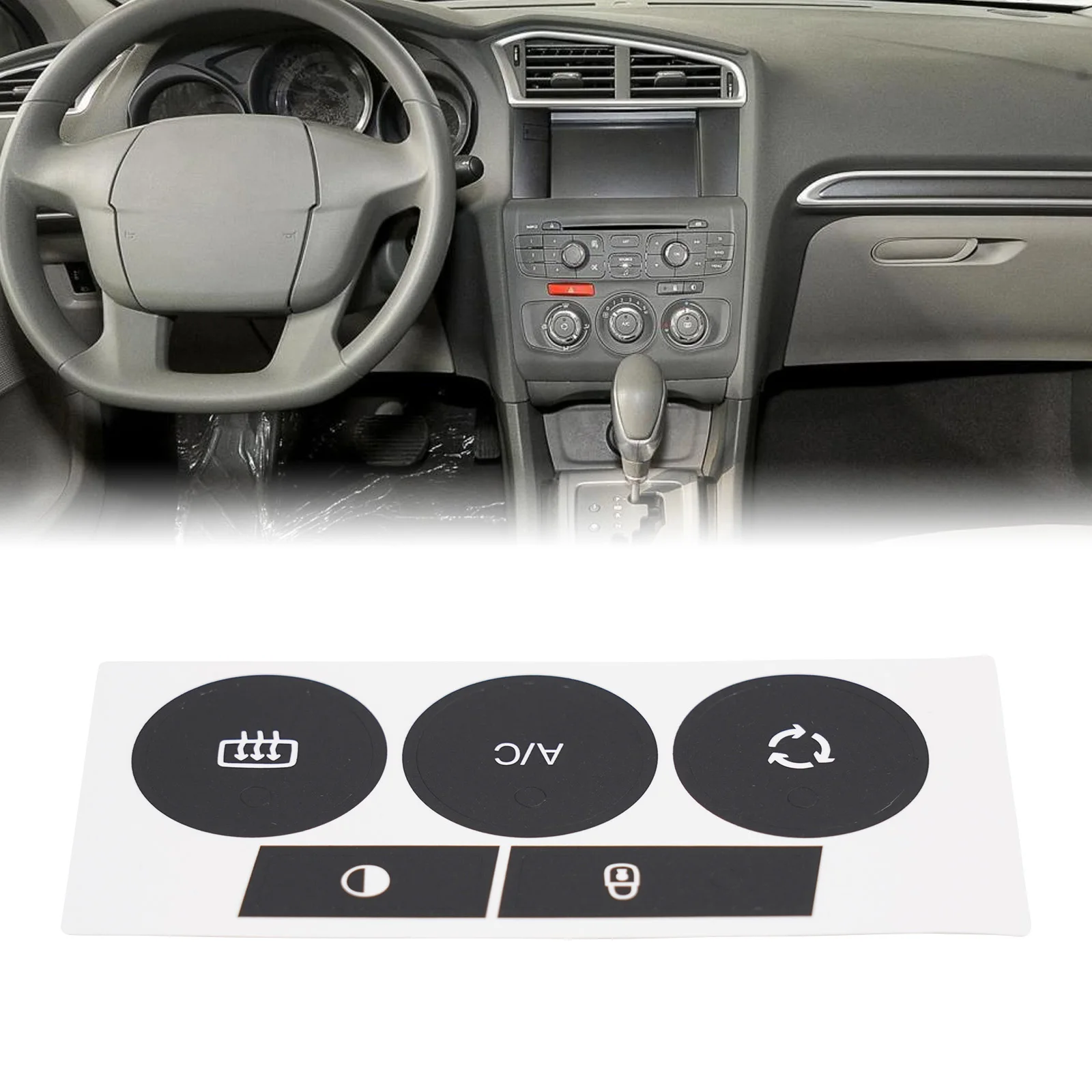 C4 Button Stickers C4 A/C Control Button Repair For Car Interior Repair Abscission Resistant Black Overlay Firm Adhesion