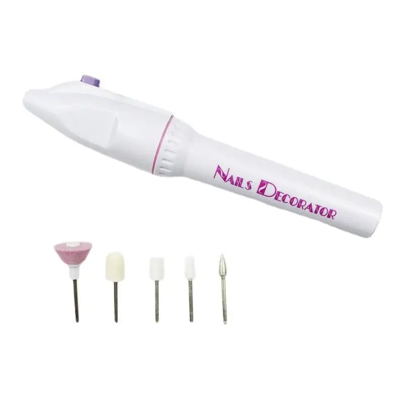 Portable 56g electric nail grinder: mini pen-style multi-function set with 5 heads for grinding & polishing.