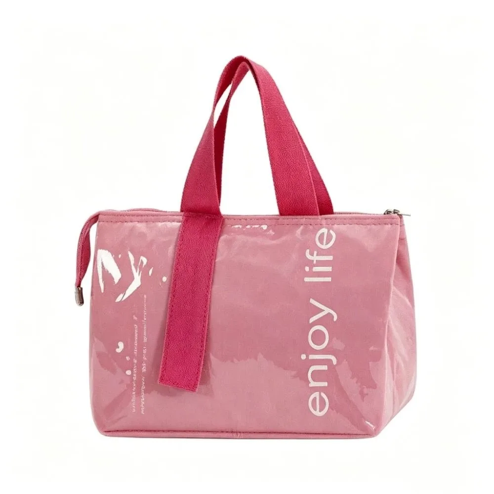 Solid Color Insulated Lunch Bag Large Capacity Waterproof Lunch Handbag Portable Oil Resistant Lunch Box Bag Outdoor Travel
