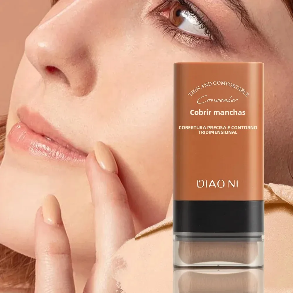 Bastão de base de longa duração com pincel corretivo iluminando o tom da pele maquiagem substituição liquidificador de beleza para um visual natural