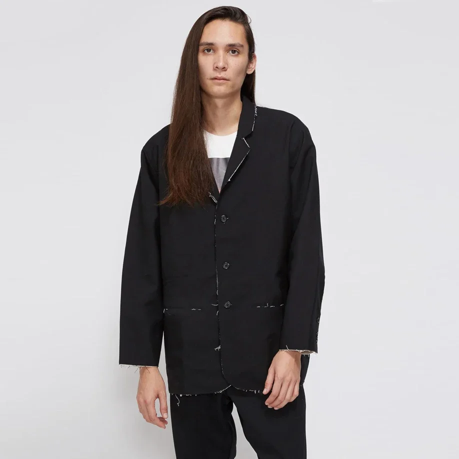 

YOJI OOAK Japanese design Silk design with side hollowed-out irregular hem suit jacket